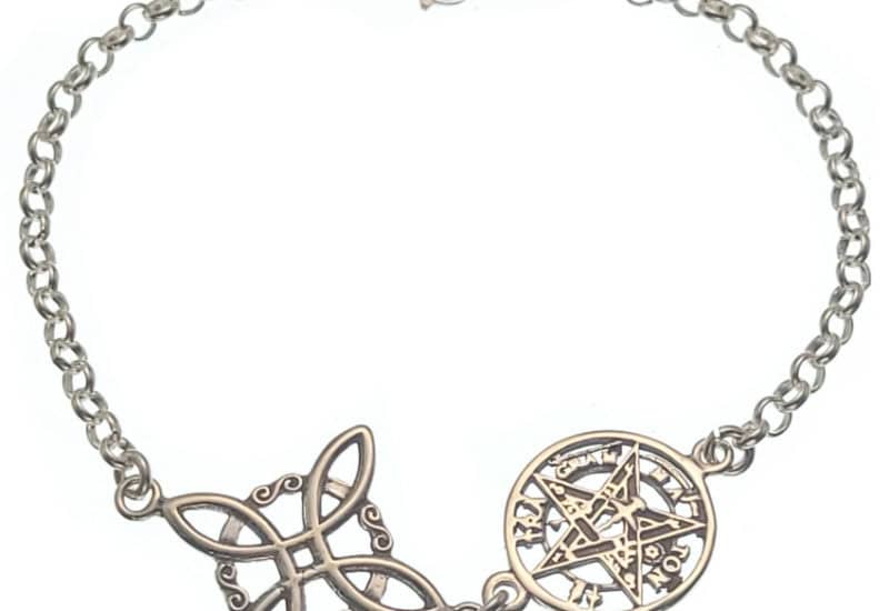 Pulsera doble protección Tetragramatón + Nudo de Bruja