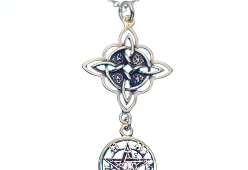 Gargantilla doble protección Tetragramatón y Nudo de Bruja