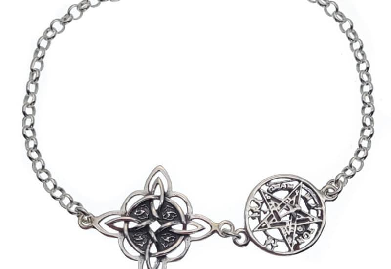 Pulsera doble protección Tetragramatón + Nudo de Bruja