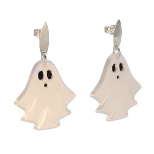 Pendientes Halloween fantasma de 34 mm. con cierre de plata Pendientes Halloween fantasma de 34 mm. con cierre de plata