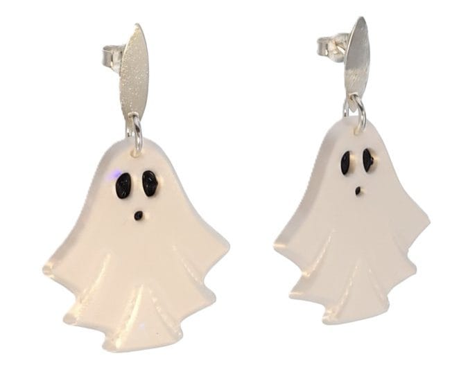 Pendientes Halloween fantasma de 34 mm. con cierre de plata