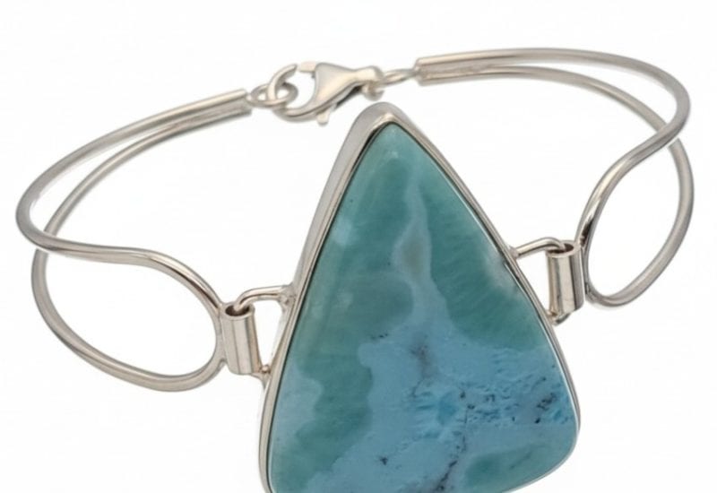 Pulsera piedra auténtica de larimar en plata 925