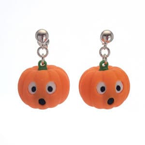 Pendientes Halloween calabaza sorprendida - cierre de plata Pendientes Halloween calabaza sorprendida - cierre de plata