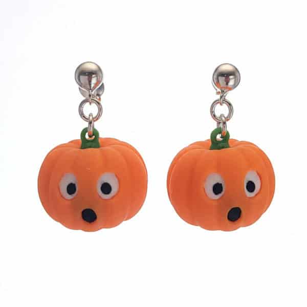 Pendientes Halloween calabaza sorprendida – cierre de plata (3)