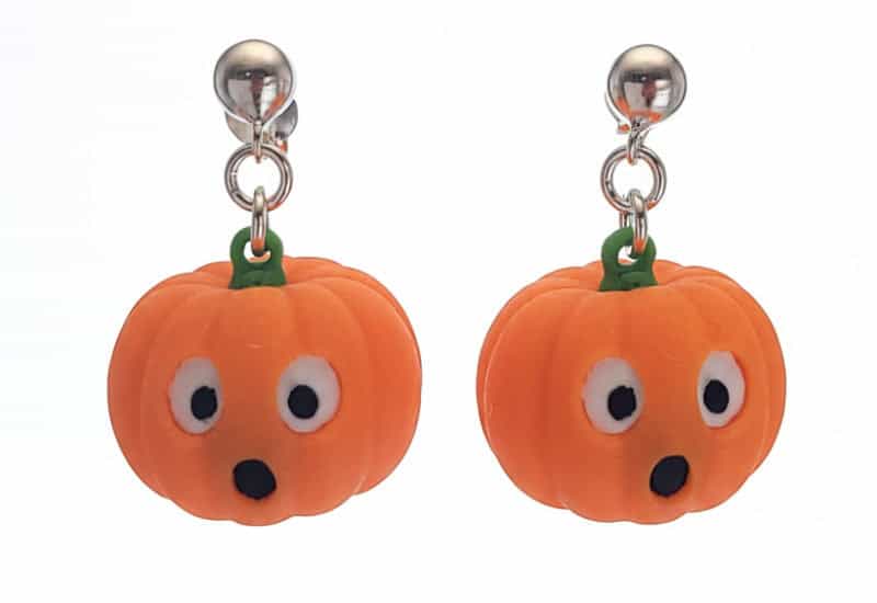 Pendientes Halloween calabaza sorprendida – cierre de plata