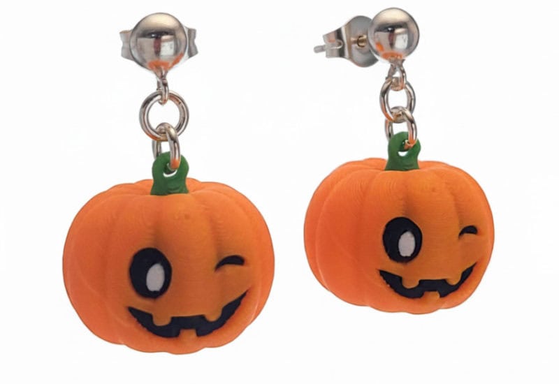 Pendientes Halloween calabaza traviesa – cierre de plata