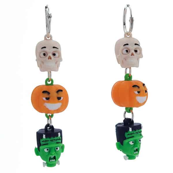 Pendientes trío de criaturas Halloween – cierre plata (3)