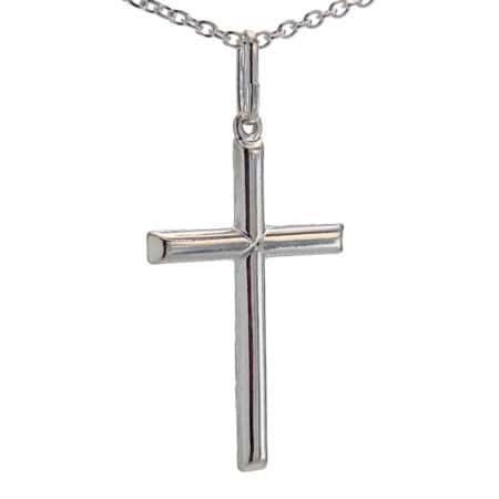 Colgante cruz lisa en plata 925 de 43 milímetros