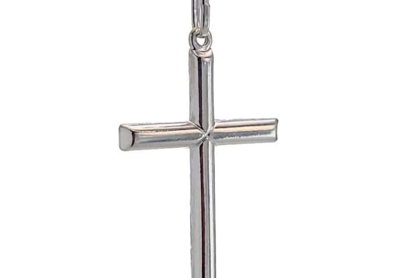 Colgante cruz lisa en plata 925 de 43 milímetros
