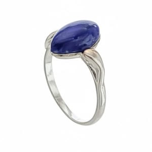 Anillo plata con piedra marquise de lapislázuli de Afganistán Anillo plata con piedra marquise de lapislázuli de Afganistán