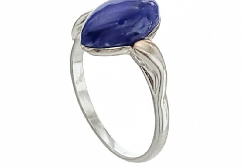 Anillo plata con piedra marquise de lapislázuli de Afganistán
