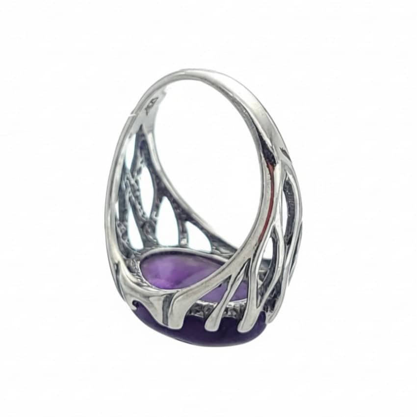 Anillo raíces de plata con engarce de amatista (1) Anillo raíces de plata con engarce de amatista (1)