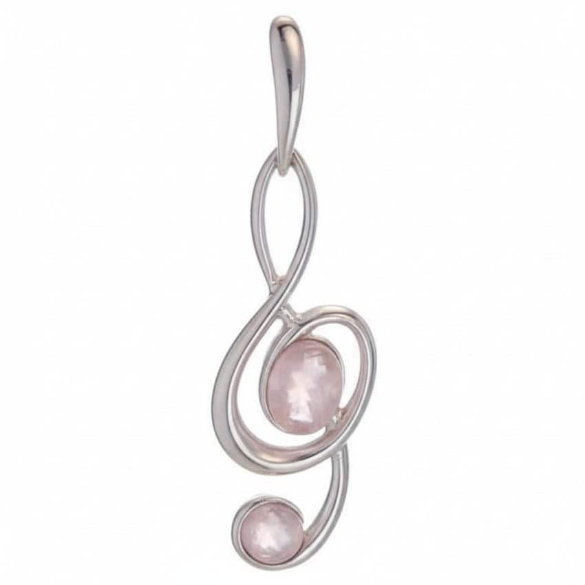 Colgante clave de sol de plata y cuarzo rosa (1) Colgante clave de sol de plata y cuarzo rosa (1)