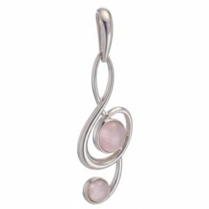 Colgante clave de sol de plata y cuarzo rosa Colgante clave de sol de plata y cuarzo rosa