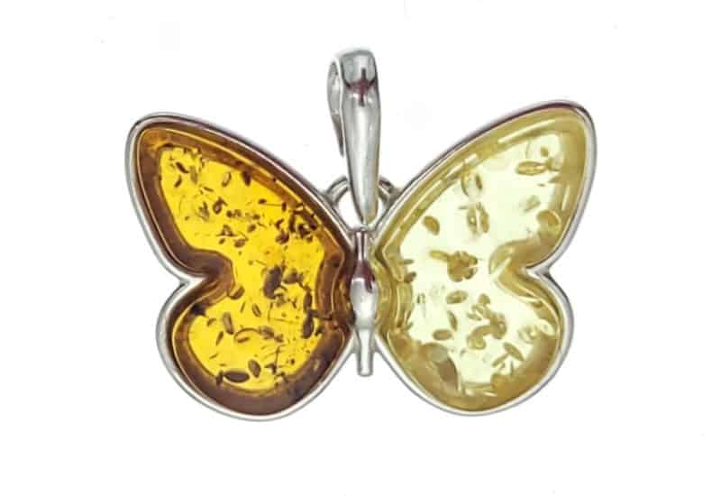 Colgante mariposa de ámbar dos colores