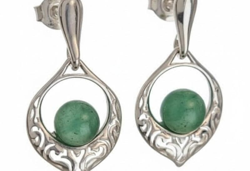 Pendientes de aventurina en plata