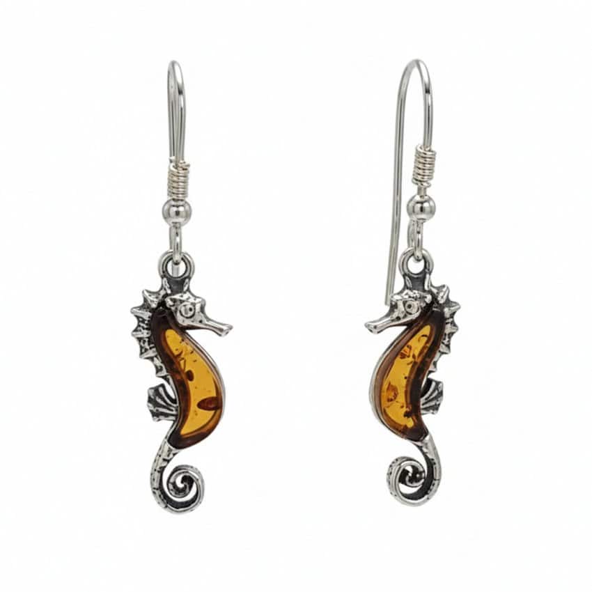 pendientes caballito de mar de ámbar y plata (2) pendientes caballito de mar de ámbar y plata (2)