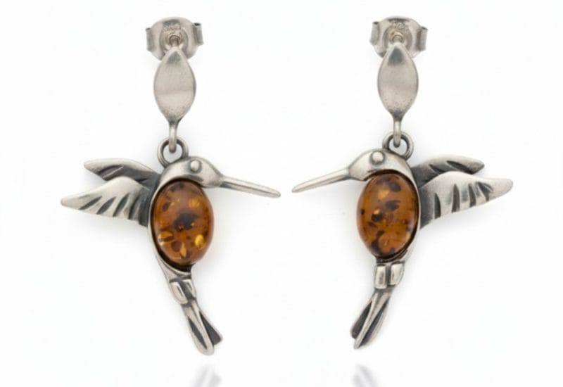 Pendientes colibrí de ámbar