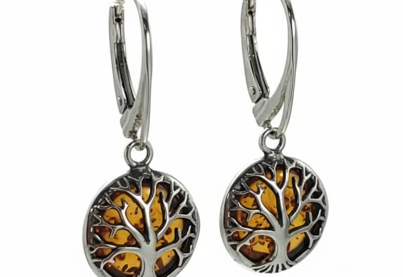 Pendientes árbol de la vida de ámbar