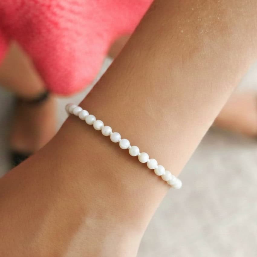 pulsera de nácar con cierre plata pulsera de nácar con cierre plata