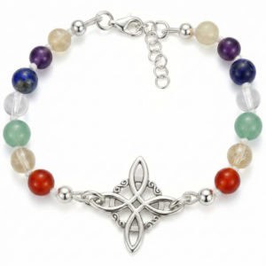 Pulsera de los 7 chakras + nudo de bruja de plata Pulsera de los 7 chakras + nudo de bruja de plata