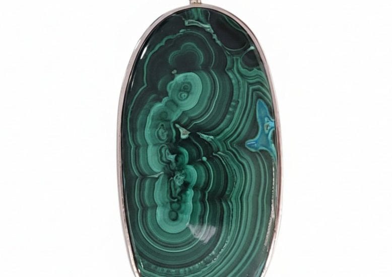 Colgante de Malaquita y plata de ley 925 diseño oval