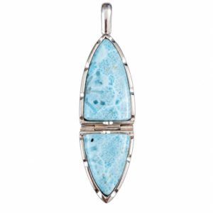 Colgante articulado de plata 925 con dos piedras de larimar Colgante articulado de plata 925 con dos piedras de larimar