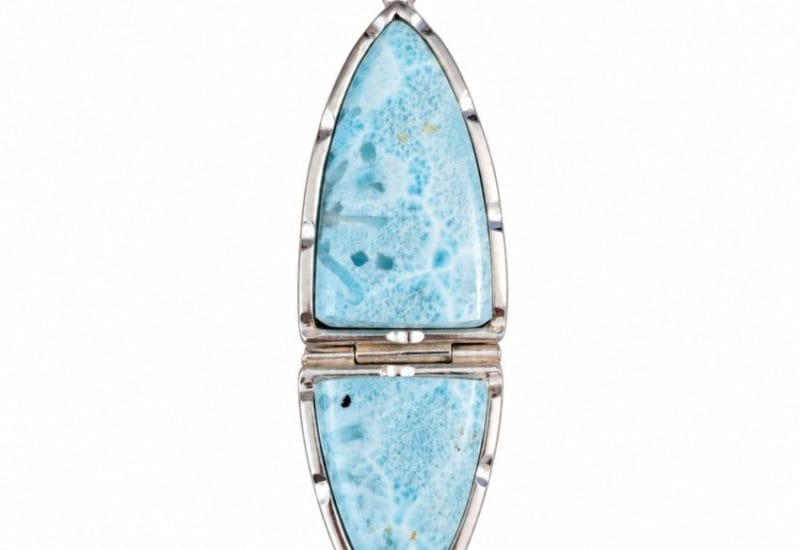 Colgante articulado de plata 925 con dos piedras de larimar