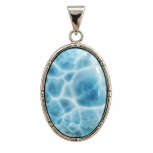 Colgante ovalado de larimar azul en plata 925