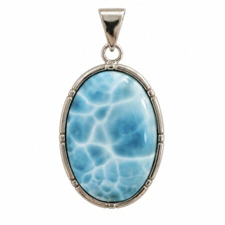 Colgante ovalado de larimar azul en plata 925