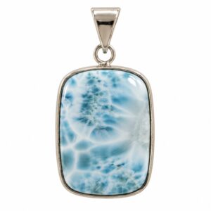 Colgante rectangular de larimar azul en plata 925