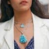 Colgante de 45 x 30 mm de larimar montado en plata 925