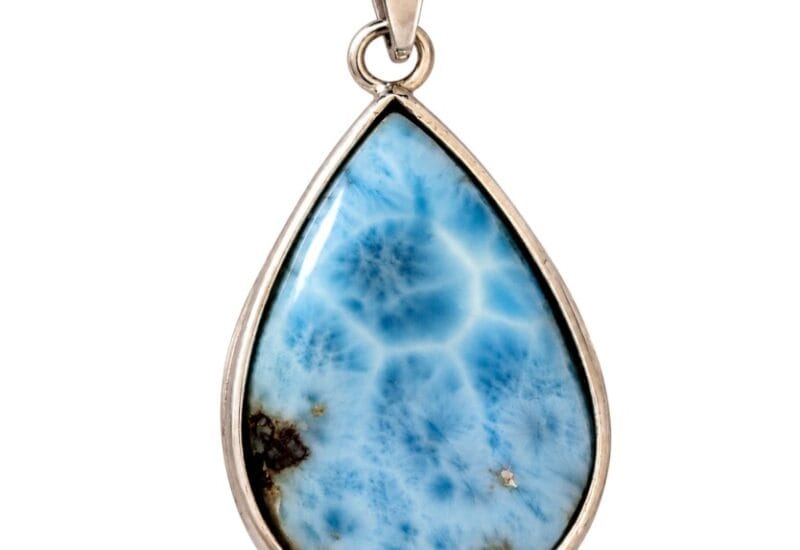 Colgante de larimar en lágrima y plata 925