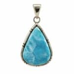 Colgante de plata 925 con lágrima de larimar de 38x24 mm