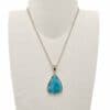 Colgante de plata 925 con lágrima de larimar de 38x24 mm
