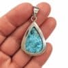 Colgante de plata 925 con lágrima de larimar de 38x24 mm
