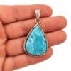 Colgante de plata 925 con lágrima de larimar de 38x24 mm