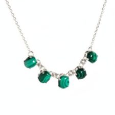 Collar gargantilla con piedras de malaquita en plata