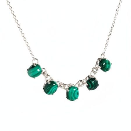 Collar gargantilla con piedras de malaquita en plata