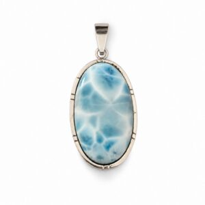 Colgante de Larimar natural de 56 x 24,8 mm en plata 925