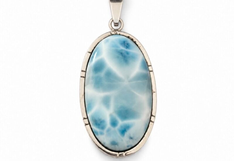 Colgante de Larimar natural de 56 x 24,8 mm en plata 925
