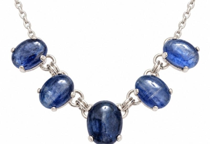 Gargantilla de distena azul en plata de ley