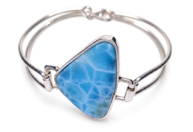 Pulsera de plata de ley y larimar