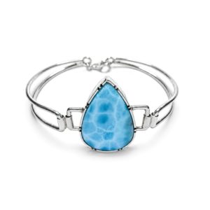 Pulsera de plata de ley y larimar con bisagras Pulsera de plata de ley y larimar con bisagras